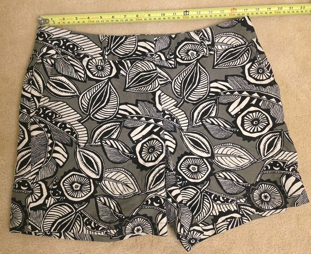 Ann Taylor LOFT Women's Leaf Print Linen Blend Shorts w/ Pockets - Size 10